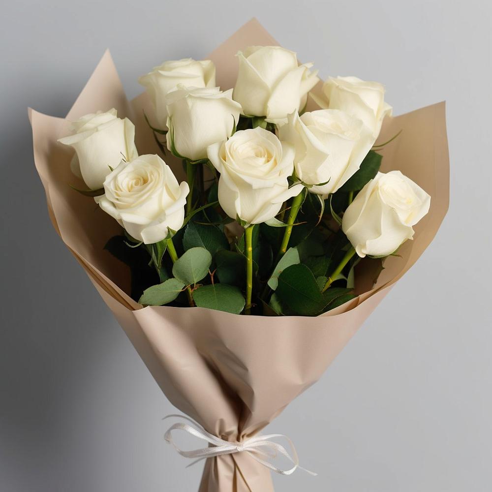 Букет 9 Белых роз Эдлесс Лав в Кадый