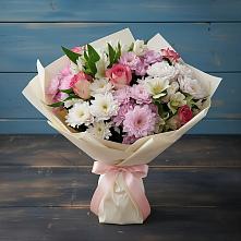 Букет цветов из:  Хризантемы, Альстромерии и Розы в Кадый