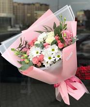 Букет цветов из:  Розы, Лизиантусы и Хризантемы в Кадый